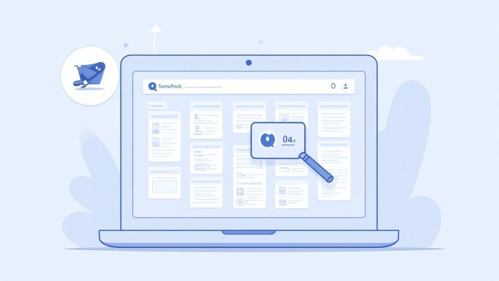 A professional woman on a laptop, illustrating talent sourcing strategies on LinkedIn