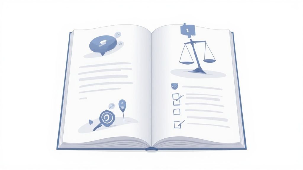 A team collaborating on a blueprint, representing the strategic planning of an employee relations framework.