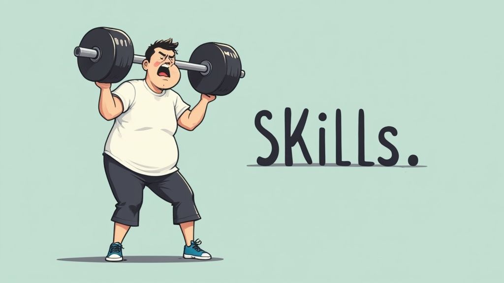 A candidate confidently discussing their professional strengths in a job interview.