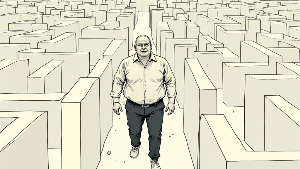 An illustration of a person interacting with an AI interface, symbolizing the augmentation of a Chief People Officer's role with artificial intelligence.