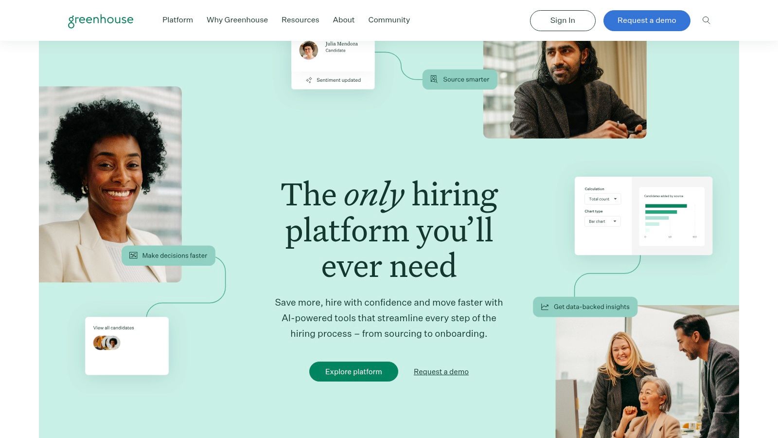 A recruiter using Greenhouse's dashboard to manage candidate pipelines and track hiring metrics.