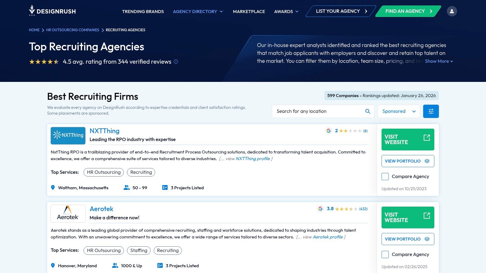 best recruiting agencies from DesignRush